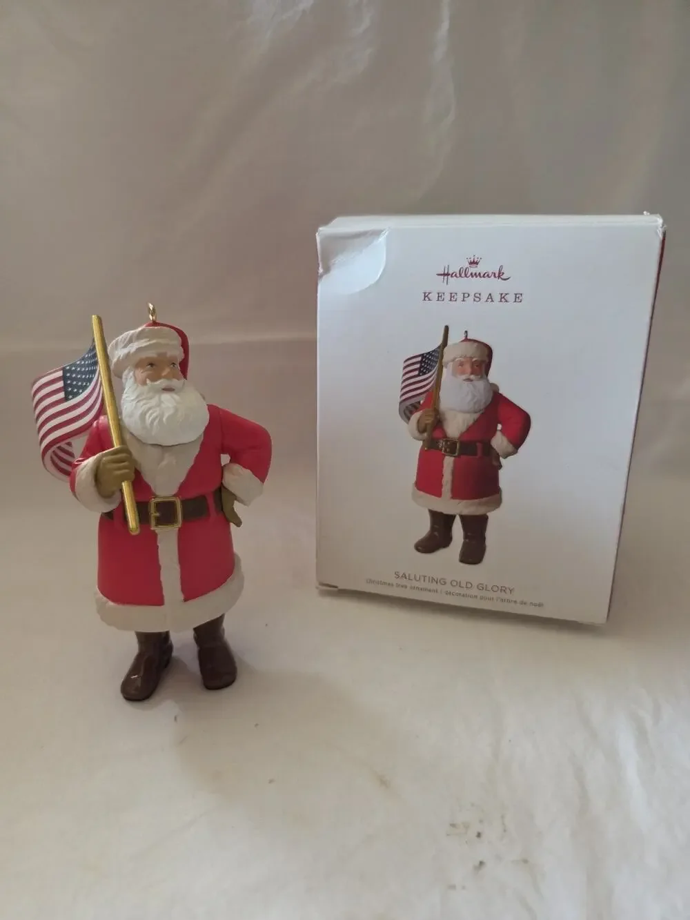 Hallmark Keepsake Christmas Tree Ornament Saluting Old Glory Santa Flag New 2018